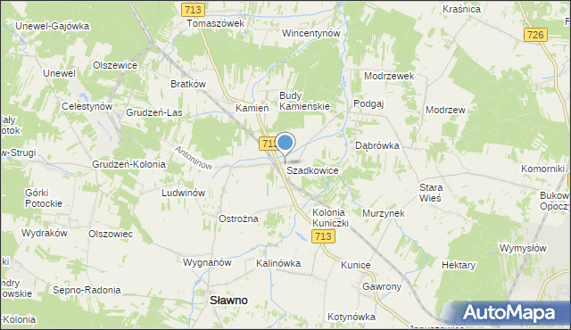 mapa Szadkowice, Szadkowice gmina Sławno na mapie Targeo