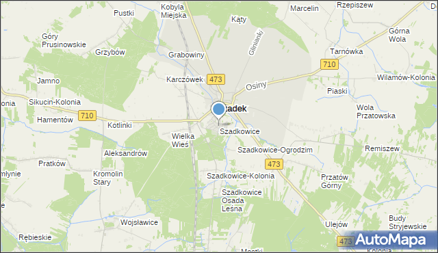 mapa Szadkowice, Szadkowice gmina Szadek na mapie Targeo