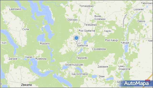 mapa Szafarnia, Szafarnia gmina Kurzętnik na mapie Targeo