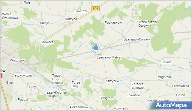 mapa Szaniawy-Matysy, Szaniawy-Matysy na mapie Targeo