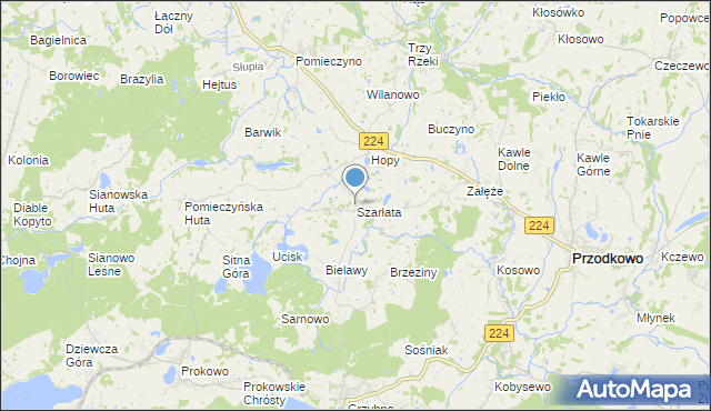 mapa Szarłata, Szarłata gmina Przodkowo na mapie Targeo