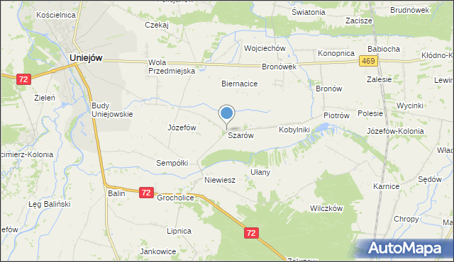 mapa Szarów, Szarów gmina Poddębice na mapie Targeo