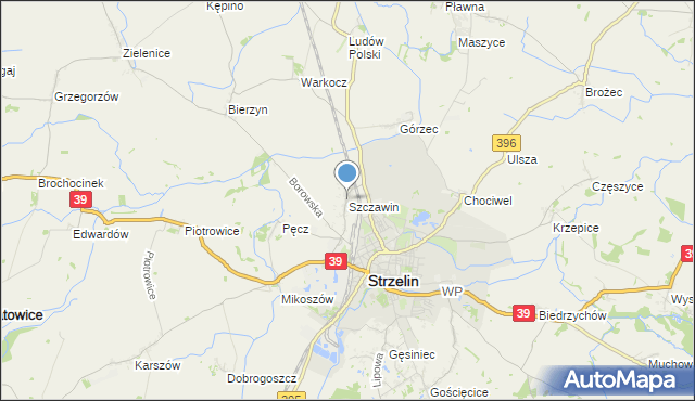 mapa Szczawin, Szczawin gmina Strzelin na mapie Targeo