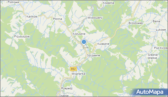 mapa Szczawne-Kulaszne, Szczawne-Kulaszne na mapie Targeo