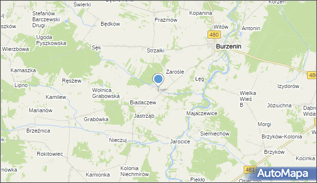 mapa Szczawno, Szczawno gmina Burzenin na mapie Targeo