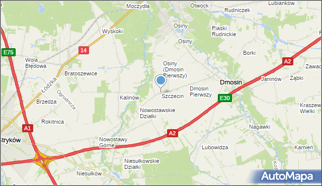 mapa Szczecina, Szczecin gmina Dmosin na mapie Targeo