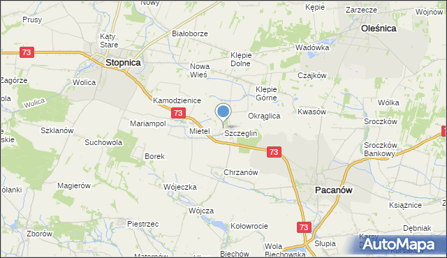 mapa Szczeglin, Szczeglin gmina Stopnica na mapie Targeo