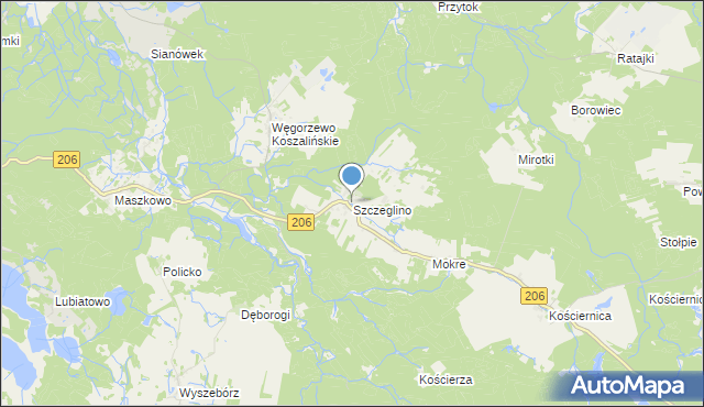 mapa Szczeglino, Szczeglino na mapie Targeo