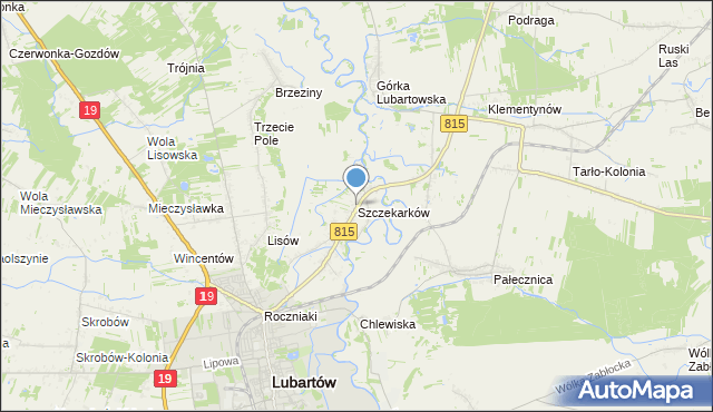 mapa Szczekarków, Szczekarków gmina Lubartów na mapie Targeo