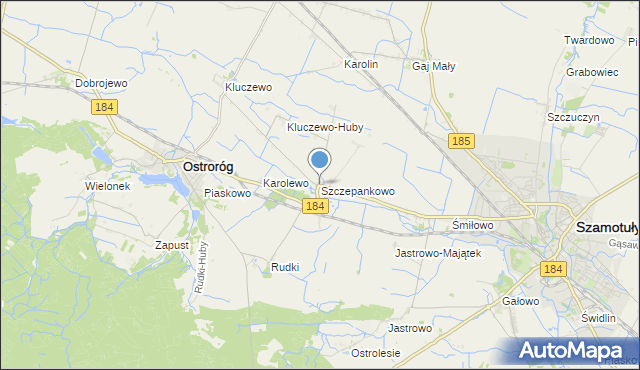 mapa Szczepankowo, Szczepankowo gmina Ostroróg na mapie Targeo