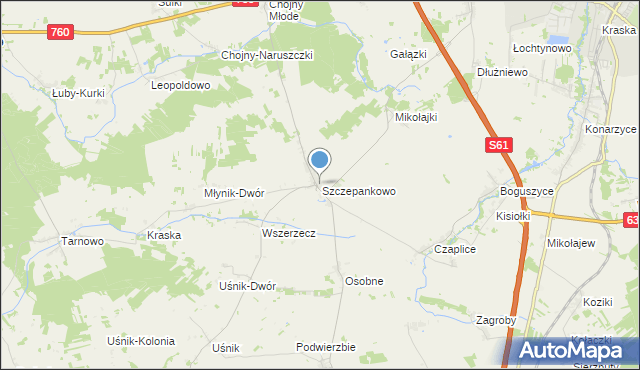 mapa Szczepankowo, Szczepankowo gmina Śniadowo na mapie Targeo