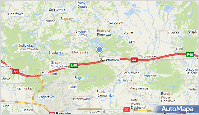 mapa Szczepanów, Szczepanów gmina Brzesko na mapie Targeo