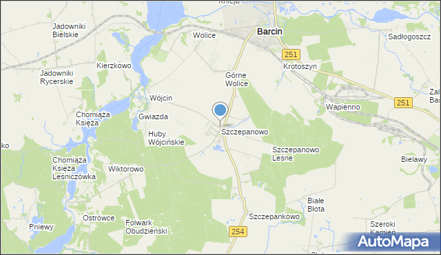 mapa Szczepanowo, Szczepanowo na mapie Targeo