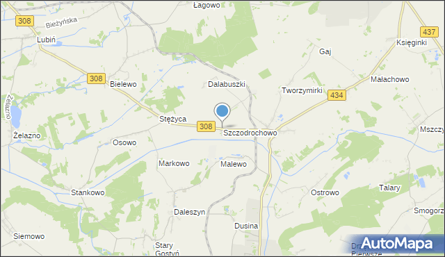 mapa Szczodrochowo, Szczodrochowo gmina Gostyń na mapie Targeo