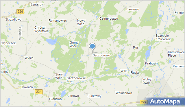 mapa Szczodrowo, Szczodrowo gmina Skarszewy na mapie Targeo