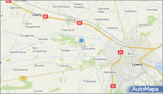 mapa Szczudłów, Szczudłów na mapie Targeo