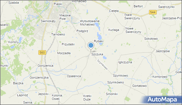 mapa Szczuka, Szczuka na mapie Targeo