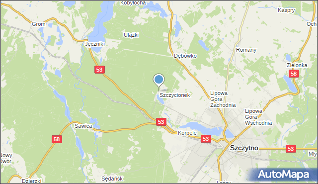 mapa Szczycionek, Szczycionek na mapie Targeo