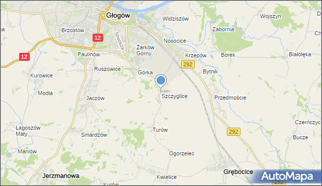 mapa Szczyglice, Szczyglice gmina Głogów na mapie Targeo
