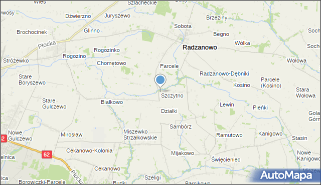 mapa Szczytno, Szczytno gmina Radzanowo na mapie Targeo