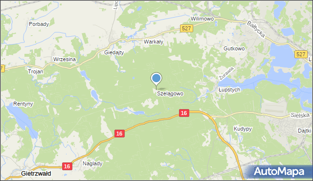 mapa Szelągowo, Szelągowo na mapie Targeo