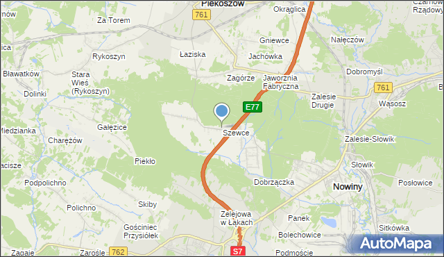 mapa Szewce, Szewce gmina Sitkówka-Nowiny na mapie Targeo