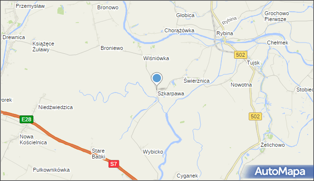 mapa Szkarpawa, Szkarpawa na mapie Targeo