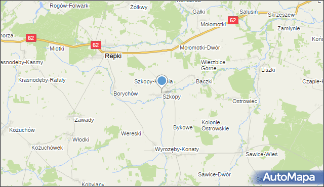 mapa Szkopy, Szkopy na mapie Targeo