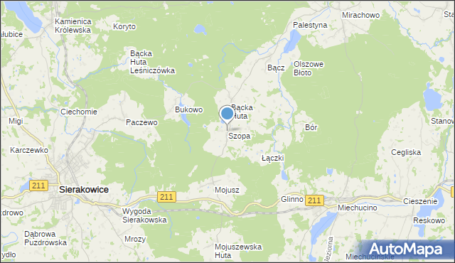 mapa Szopa, Szopa na mapie Targeo