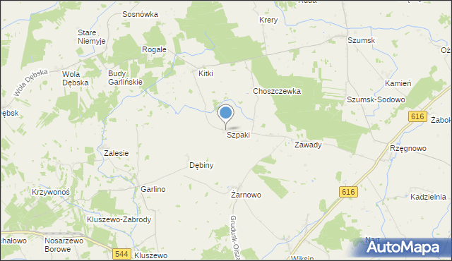 mapa Szpaki, Szpaki gmina Dzierzgowo na mapie Targeo