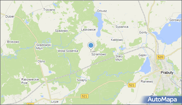 mapa Szramowo, Szramowo gmina Prabuty na mapie Targeo