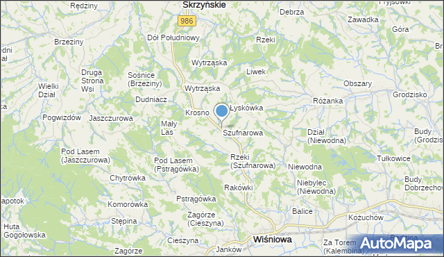 mapa Szufnarowa, Szufnarowa na mapie Targeo