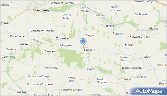 mapa Szulbory, Szulbory na mapie Targeo