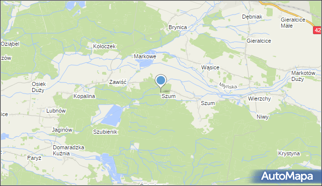 mapa Szum, Szum gmina Pokój na mapie Targeo