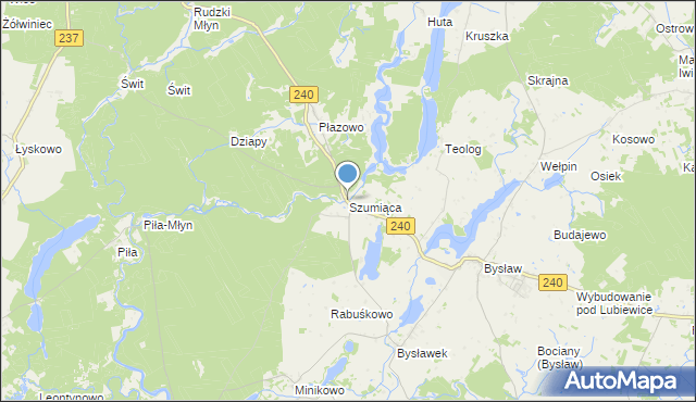 mapa Szumiąca, Szumiąca gmina Lubiewo na mapie Targeo