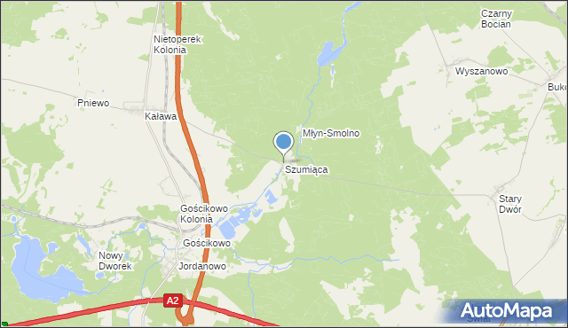 mapa Szumiąca, Szumiąca gmina Międzyrzecz na mapie Targeo