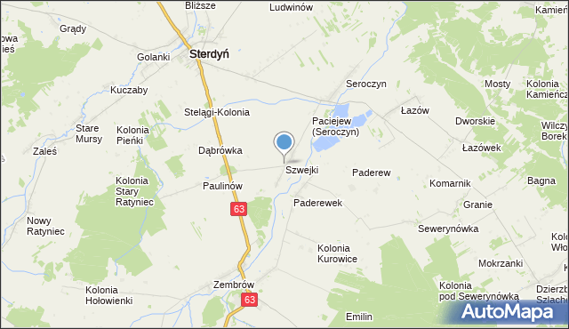 mapa Szwejki, Szwejki gmina Sterdyń na mapie Targeo