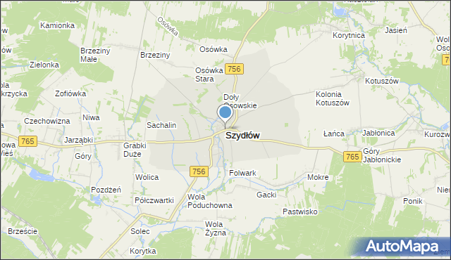 mapa Szydłów, Szydłów powiat staszowski na mapie Targeo