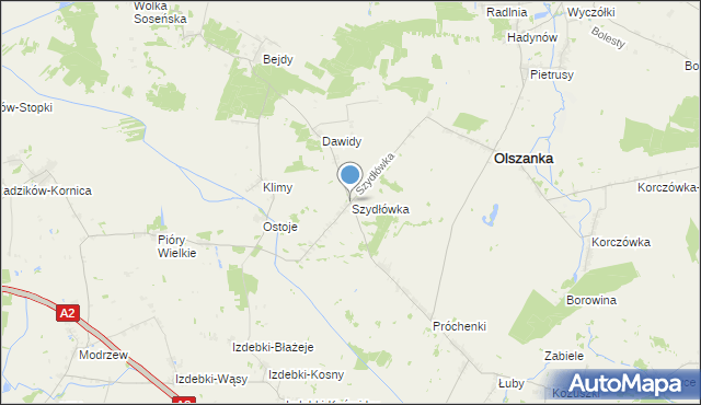 mapa Szydłówka, Szydłówka gmina Olszanka na mapie Targeo