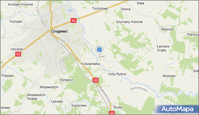 mapa Szymany, Szymany gmina Grajewo na mapie Targeo