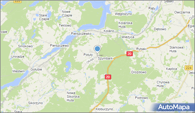 mapa Szymbark, Szymbark gmina Stężyca na mapie Targeo