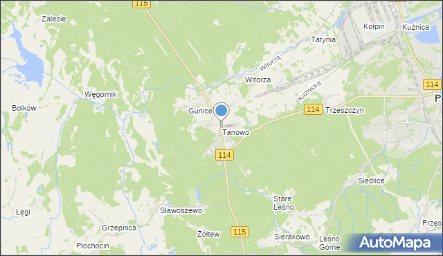 mapa Tanowo, Tanowo na mapie Targeo