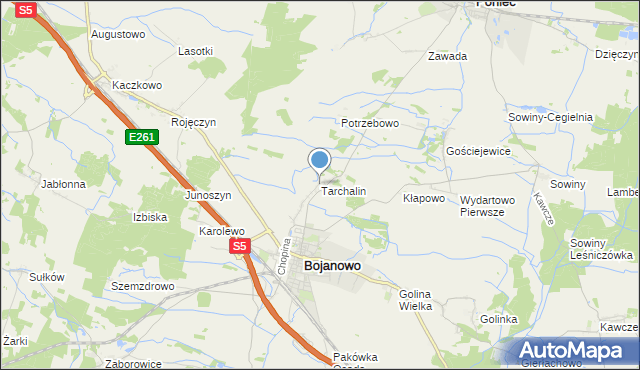 mapa Tarchalin, Tarchalin na mapie Targeo