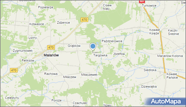 mapa Targówka, Targówka gmina Malanów na mapie Targeo