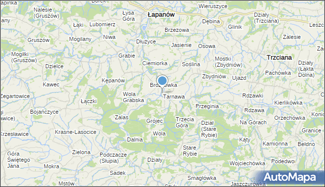 mapa Tarnawa, Tarnawa gmina Łapanów na mapie Targeo