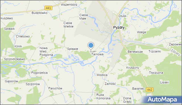 mapa Tarnowa, Tarnowa gmina Pyzdry na mapie Targeo