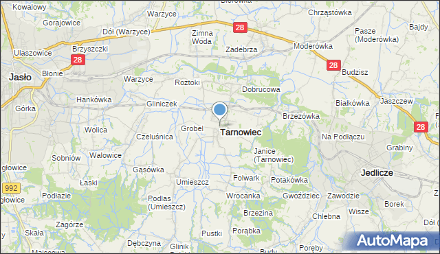 mapa Tarnowiec, Tarnowiec powiat jasielski na mapie Targeo