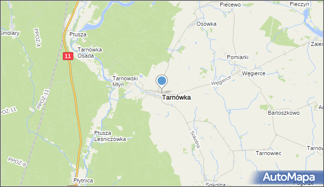mapa Tarnówka, Tarnówka powiat złotowski na mapie Targeo