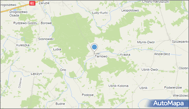 mapa Tarnowo, Tarnowo gmina Miastkowo na mapie Targeo