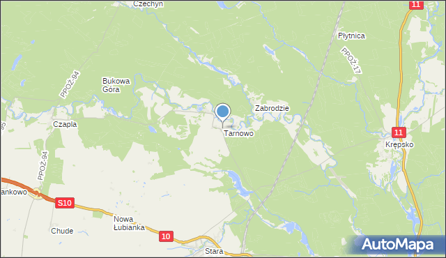 mapa Tarnowo, Tarnowo gmina Szydłowo na mapie Targeo